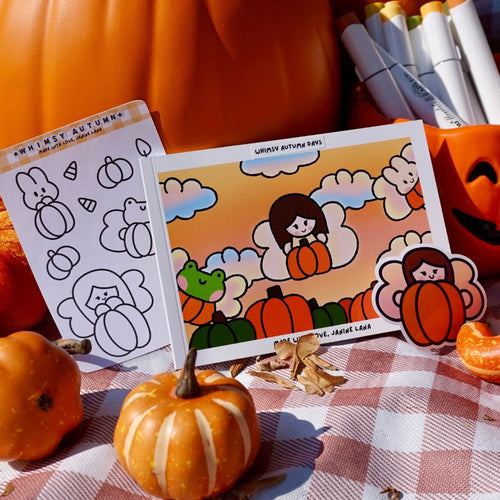 Whimsy Autumn Days Mini Coloring Book